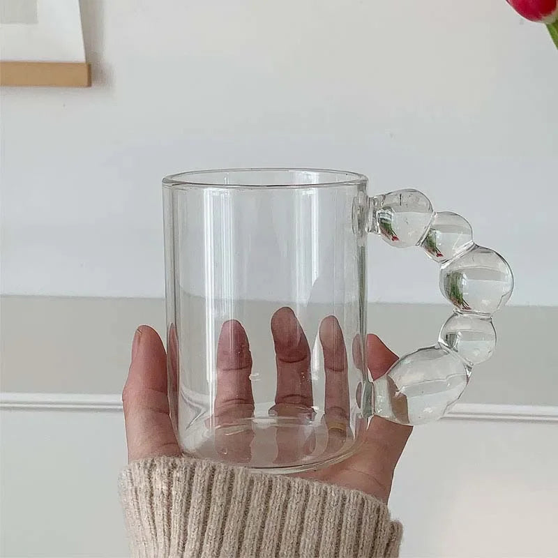 Lüna glass 300 ml – transparent elegant mug with ergonomic round handle – Die‑Tassen.de