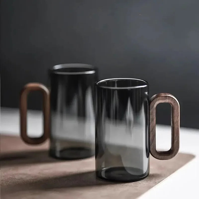 Obsidian borosilicate glass mug 350 ml – grey – sleek design – Die‑Tassen.de
