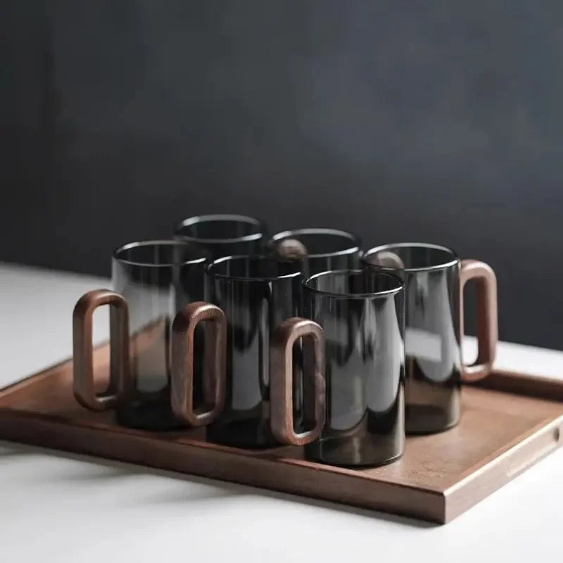 Obsidian borosilicate glass mug 350 ml – grey – sleek design – Die‑Tassen.de