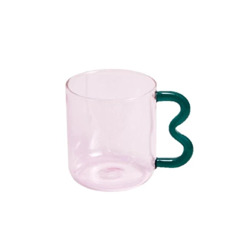 Sway glass mug – wavy colorful handle – artistic & functional – Die‑Tassen.de