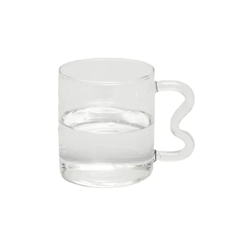 Sway glass mug – wavy colorful handle – artistic & functional – Die‑Tassen.de