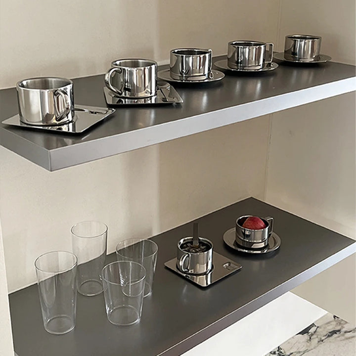 Stainless Steel Cup with Coaster and Spoon