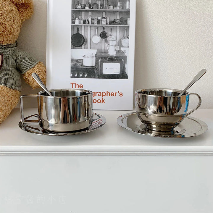 Stainless Steel Mug With Tray Stirring Spoon – Die‑Tassen.de