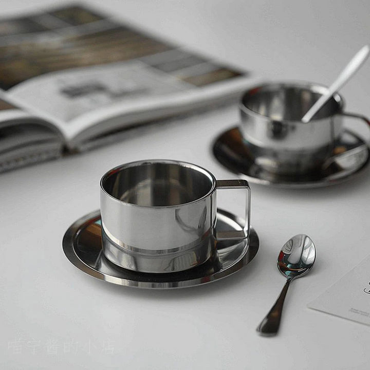 Stainless Steel Mug With Tray Stirring Spoon – Die‑Tassen.de