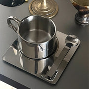 Stainless Steel Cup with Coaster and Spoon – Die‑Tassen.de