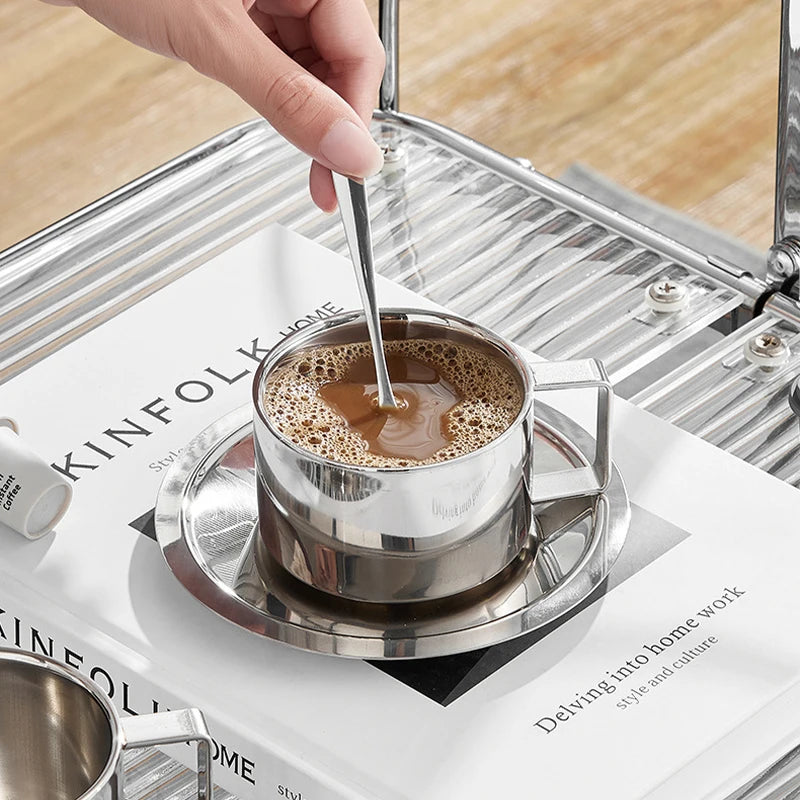 Stainless Steel Mug With Tray Stirring Spoon